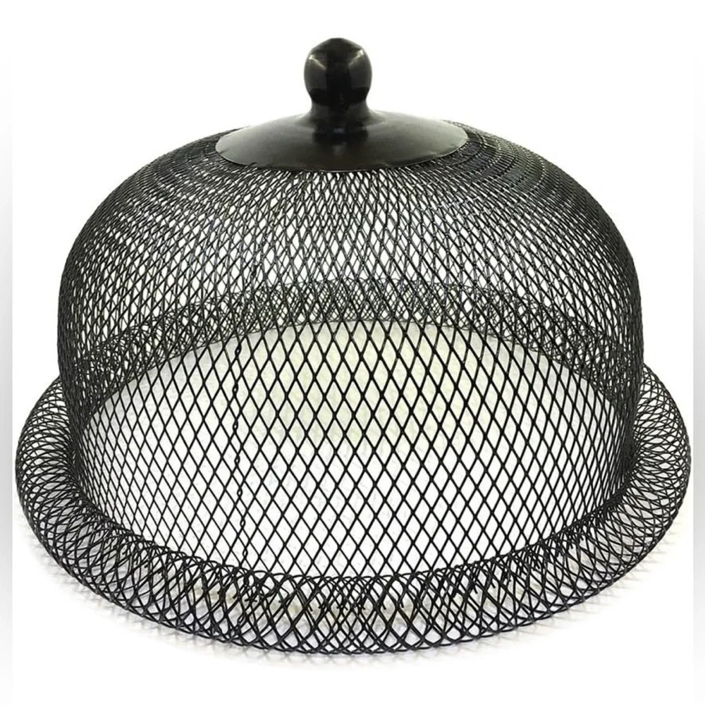 Cupcake Cake Food Stand Rack Plate w/ Dome Lid Display Holder (black)